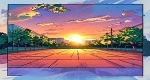 涩涩漫画新作暗恋告白封面，夕阳操场背景青春告白场景