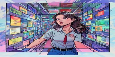 涩涩漫画直播间封面，主播正在解说热门恋爱漫画，弹幕飞速滚动